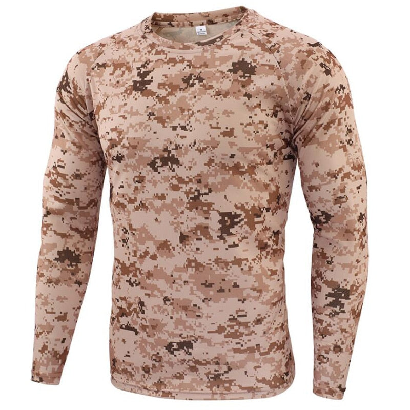 Outdoor Hunting Tactical T Shirts Combat Military Hunting T-shirt Breathable Quick Dry Army Camo Fishing Hiking Camping Tee Tops desert digital