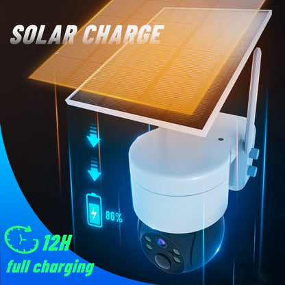 Outdoor Solar Camera with Wifi, PIR Human Detection, and Rechargeable Battery - 4MP Wireless Surveillance IP Camera with Solar Panel
