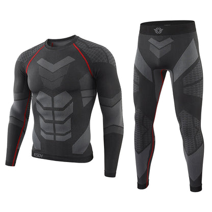 Outdoor Thermal Underwear Set Long Sleeve Tops Pants Hunting Underwear Army Tactical Gear Hiking Military Camping Warm Clothes 203black