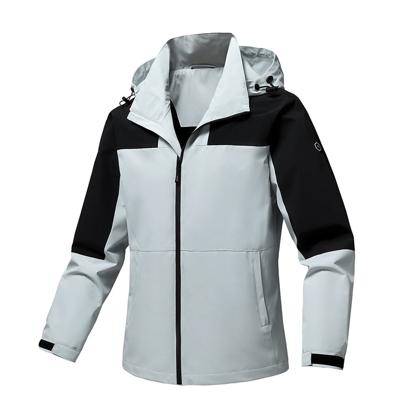 Patchwork Windbreaker Windproof Waterproof For Spring Autumn Zip Up Jacket Men's Streetwear Bomber Clothes OverSize H35 1