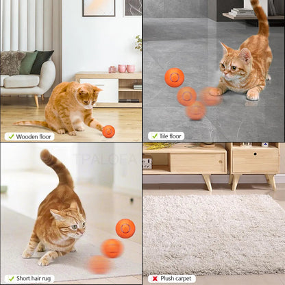 Pet Smart Cat Toy Electric Automatic Bounce Cat Ball Silicone Cat Interactive Toys Self-moving Kitten Toys for Indoor Playing