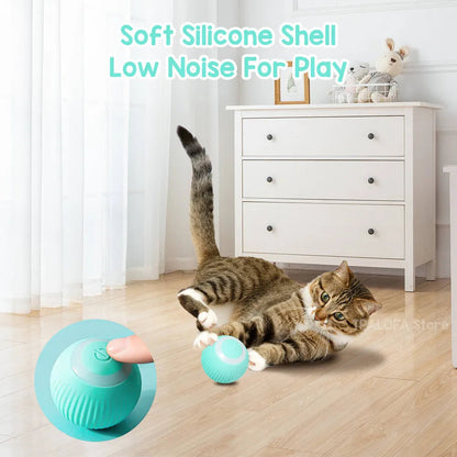 Pet Smart Cat Toy Electric Automatic Bounce Cat Ball Silicone Cat Interactive Toys Self-moving Kitten Toys for Indoor Playing