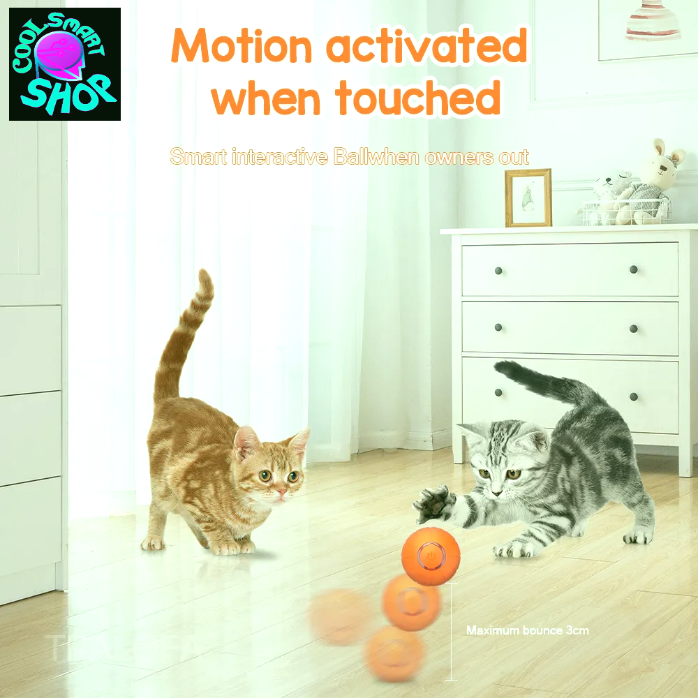 Pet Smart Cat Toy Electric Automatic Bounce Cat Ball Silicone Cat Interactive Toys Self-moving Kitten Toys for Indoor Playing