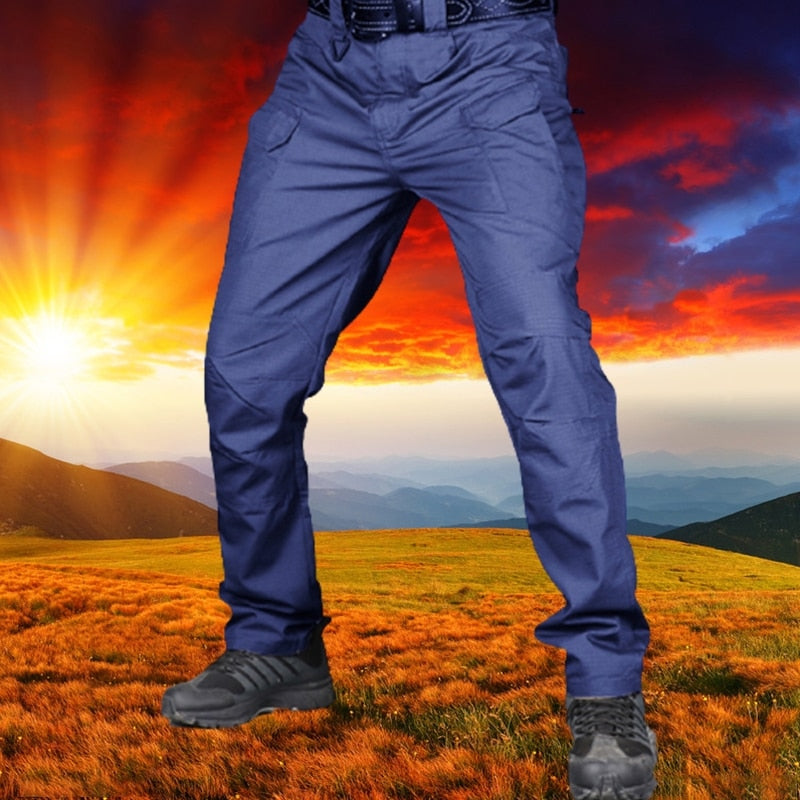 Plus Size 6XL Cargo Pants Men Multi Pocket Outdoor Tactical Sweatpants Military Army Waterproof Quick Dry Elastic Hiking Trouser Blue