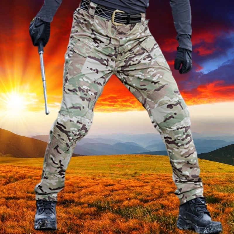 Plus Size 6XL Cargo Pants Men Multi Pocket Outdoor Tactical Sweatpants Military Army Waterproof Quick Dry Elastic Hiking Trouser Camouflage