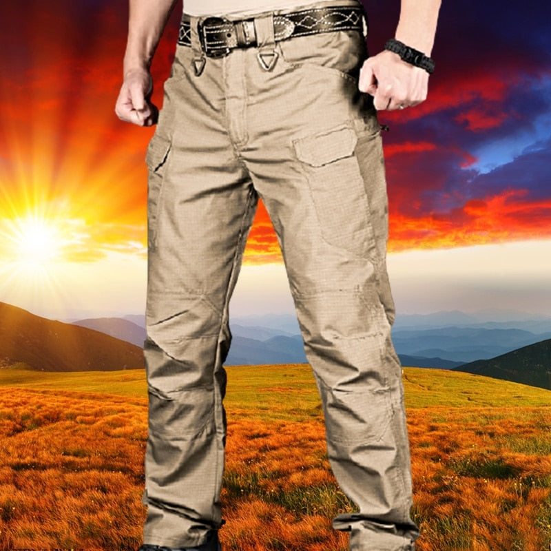 Plus Size 6XL Cargo Pants Men Multi Pocket Outdoor Tactical Sweatpants Military Army Waterproof Quick Dry Elastic Hiking Trouser Khaki