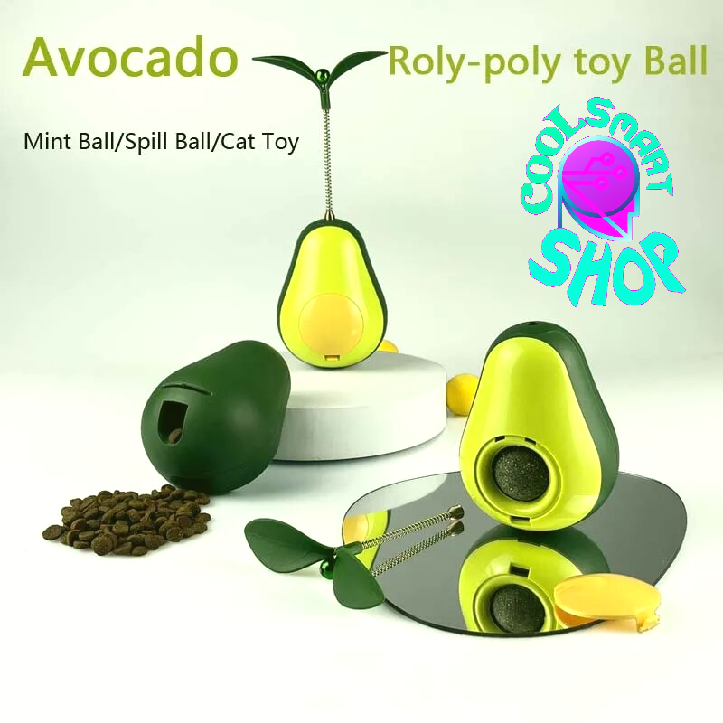 Popular new cat toy avocado shaped multifunctional mint ball leaked Roly-poly toy cat toy