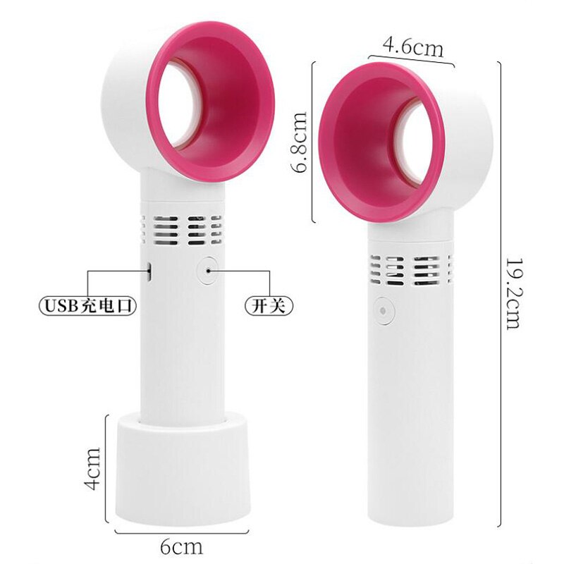 Portable Bladeless Fan Mini Handheld Fan USB Rechargeable Ultra Quiet Fans Air Cooler Fans For Desktop Outdoor Office