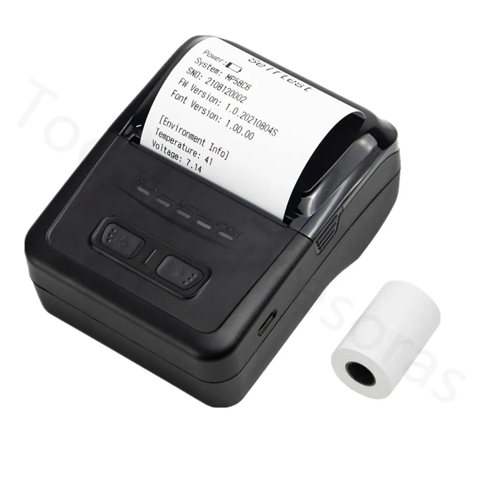 Portable Mini 58mm Wireless Thermal Receipt Ticket Printer Mobile Phone Bill Machine Bluetooth Printer Type-C Battery Recargable