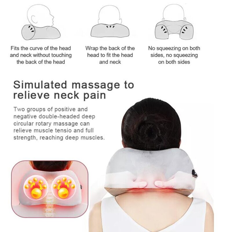 Portable U Shaped Neck Massager Electric Shoulder Massage Kneading Cervical Vibrator Pillow