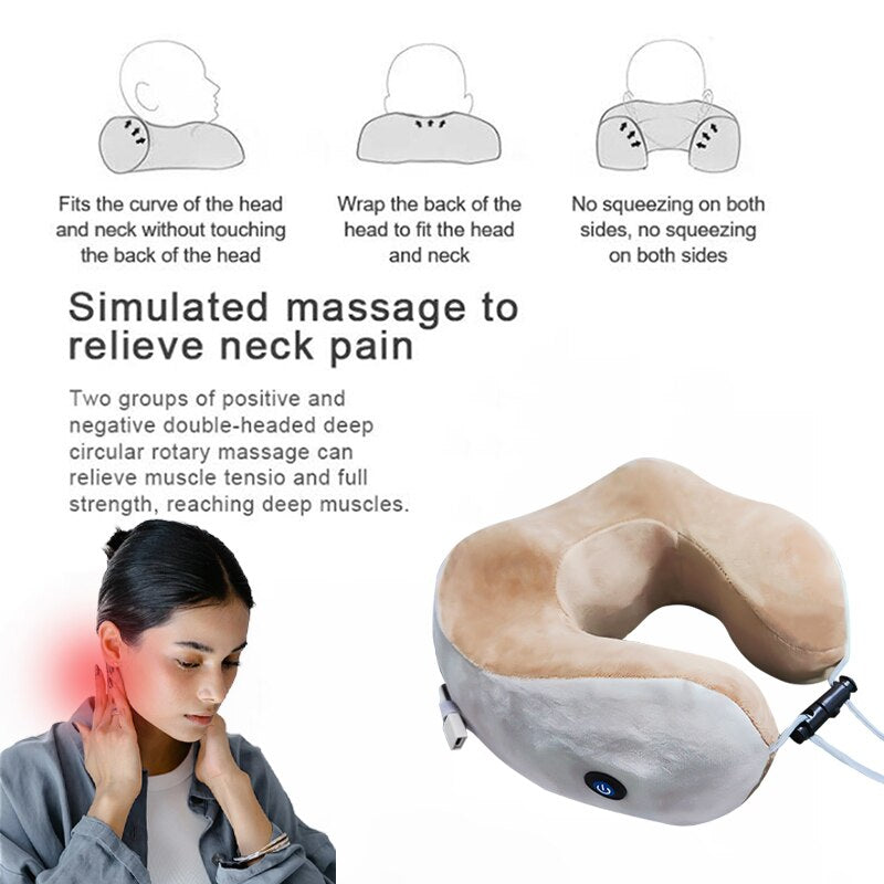 Portable U Shaped Neck Massager Electric Shoulder Massage Kneading Cervical Vibrator Pillow