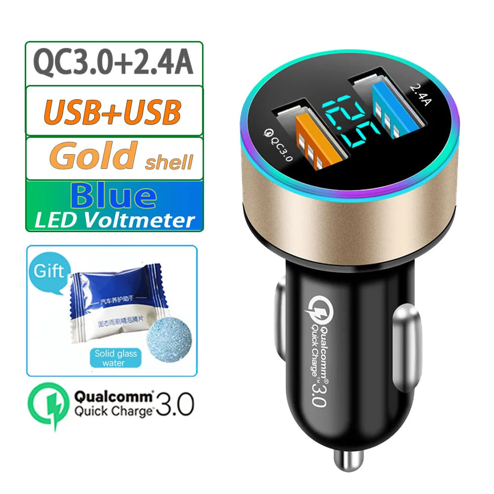 High Quality 3.1A Dual USB Car Charger 2 Port LCD Display Voltmeter 12-24V Cigarette Lighter Socket Car Charger Adapter