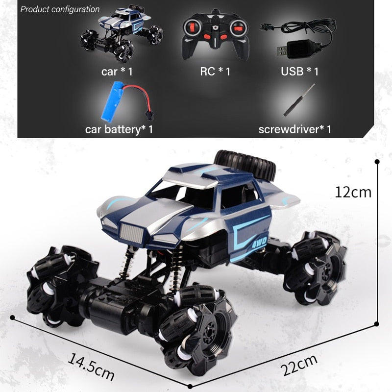 RC Car 4WD Radio Control Stunt Car Twisting Vehicle Drift RC Toys 360 Degree Rotating With With LED Light Off-Road for Kid