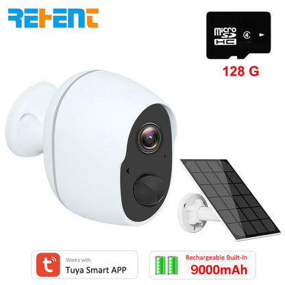 REHENT 3MP 9000mAh Battery WIFI Surveillance Camera Tuya Smart Home Outdoor Security Protection Wireless CCTV Camera Solar Panel Solar Camera 128G