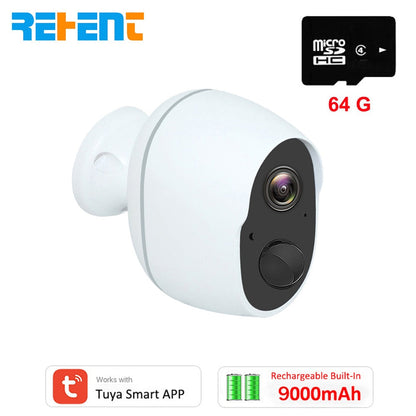 REHENT 3MP 9000mAh Battery WIFI Surveillance Camera Tuya Smart Home Outdoor Security Protection Wireless CCTV Camera Solar Panel Camera 64G