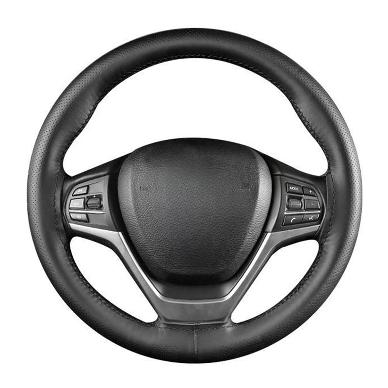 Real Cowhide Car Steering Wheel Cover Braid 38cm 15inch Hand-stitched Soft Non-slip Genuine Leather Auto Steering Wheel Case