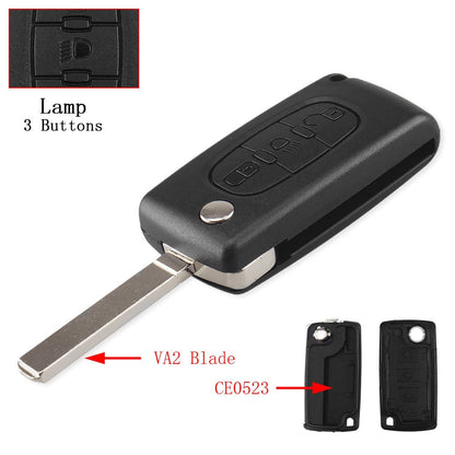 Remote key Case for Peugeot 207 307 308 407 607 807 For Citroen C2 C3 C4 C5 C6 Flip Folding Car Key shell 2/3/4 Buttons 3 Buttons 7