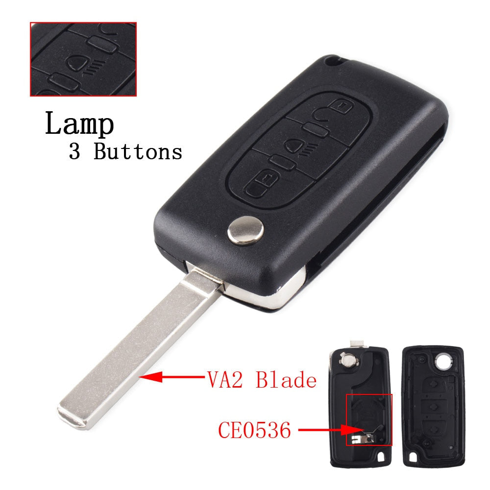 Remote key Case for Peugeot 207 307 308 407 607 807 For Citroen C2 C3 C4 C5 C6 Flip Folding Car Key shell 2/3/4 Buttons 3 Buttons 5