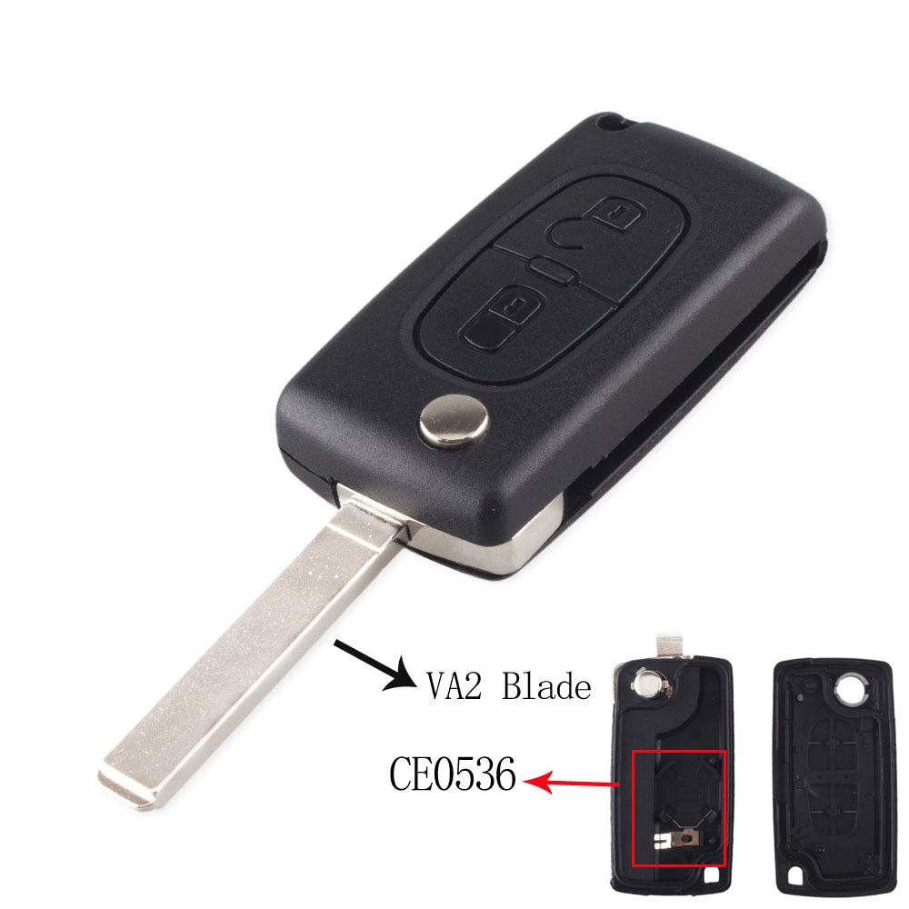 Remote key Case for Peugeot 207 307 308 407 607 807 For Citroen C2 C3 C4 C5 C6 Flip Folding Car Key shell 2/3/4 Buttons 2 Buttons