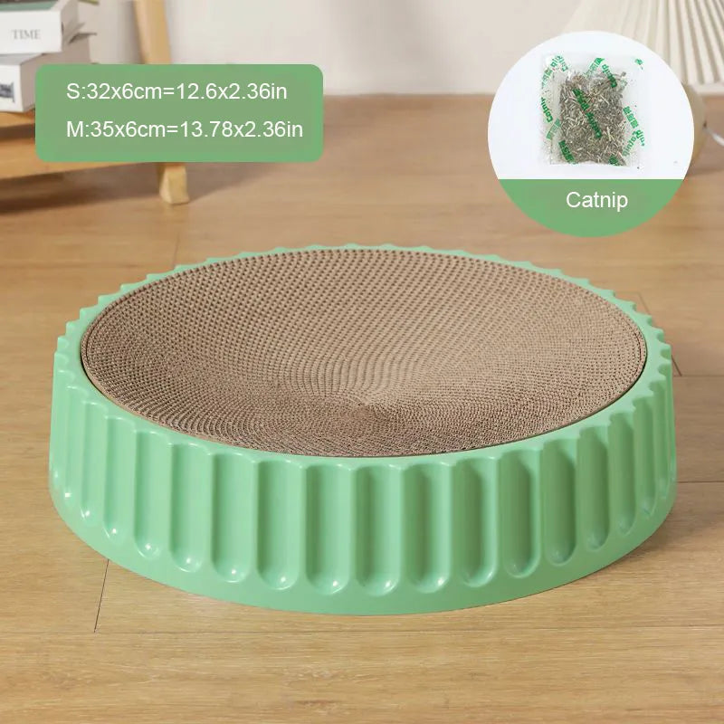 Round Cat Scratcher Pad Grinding Claws Cardboard Corrugated Paper Cats Scratching Board Kitten Scrapers Pet Furniture Supplies green China