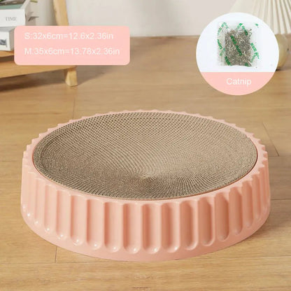 Round Cat Scratcher Pad Grinding Claws Cardboard Corrugated Paper Cats Scratching Board Kitten Scrapers Pet Furniture Supplies pink China