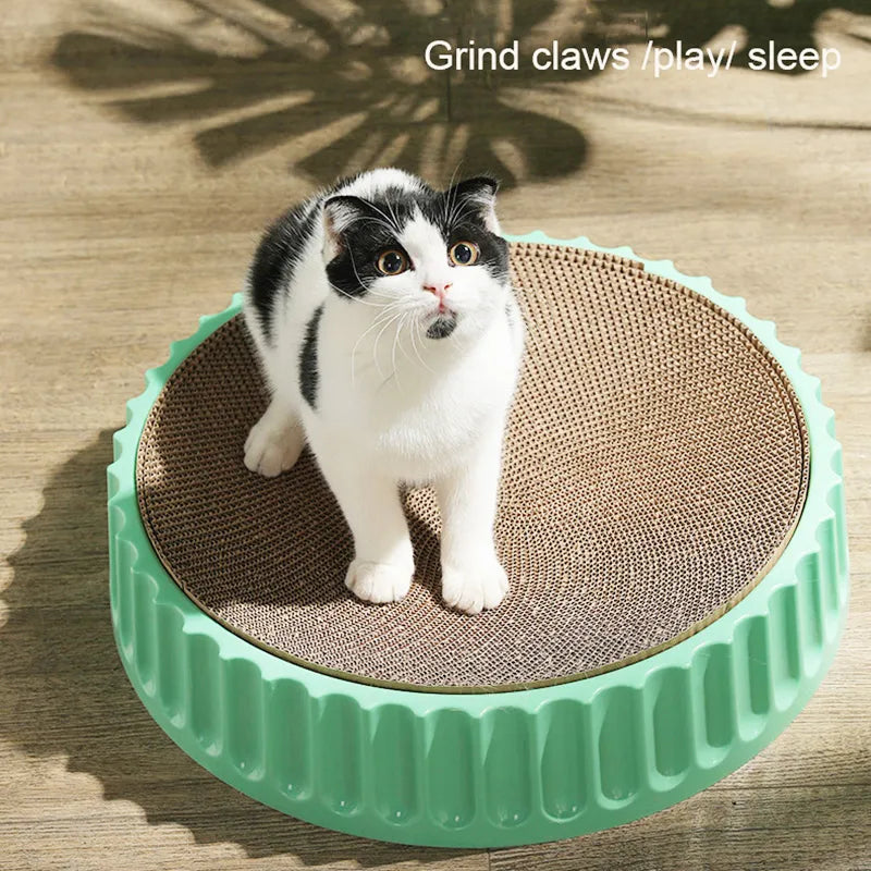 Round Cat Scratcher Pad Grinding Claws Cardboard Corrugated Paper Cats Scratching Board Kitten Scrapers Pet Furniture Supplies