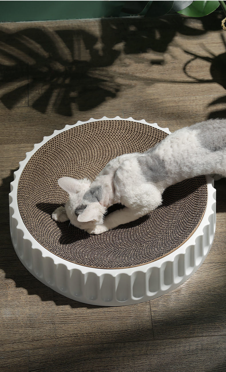 Round Cat Scratcher Pad Grinding Claws Cardboard Corrugated Paper Cats Scratching Board Kitten Scrapers Pet Furniture Supplies