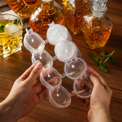 Round Ice Cube Mold 4 Cavity Plastic DIY Ice Cream Ball Maker Whiskey Cocktail Tray Mould Kitchen Bar Accessories Tools Gadgets