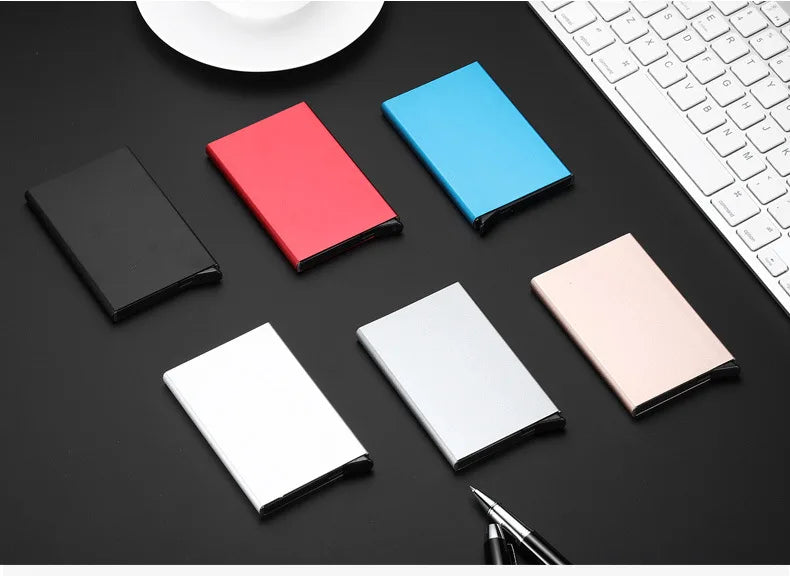 Anti-theft ID Credit Card Holder Minimalist Porte Carte Thin Aluminium Metal Wallets Pocket Case Bank Women Men Credit Card Box