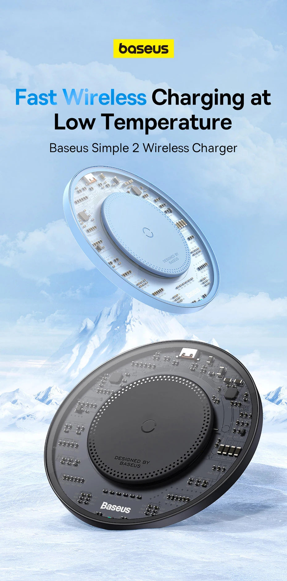 Baseus 15W Fast Wireless Charger For iPhone 15 14 For Airpods Visible Qi Wireless Quick Charging Pad For Samsung S22 Xiaomi LG