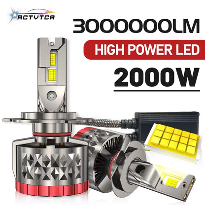 ACTVTCA 2000W 3000000LM H7 H4 H11 LED Headlight High Power Canbus 9005 HB3 9006 HB4 9012 HIR2 Turbo Lamp 6000K Car Light 12V 24V