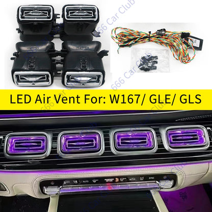 3/64 Colour LED Air Vents For Mercedes Benz W205 W213 W222 W117 W176 X156 W206 W167 Ambient Light Turbine Nozzle Decorative Lamp W167 GLE Style 1 CN