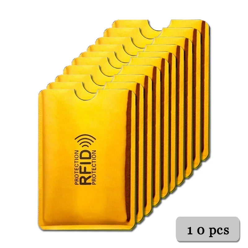 5-20 pcs Aluminium Anti Rfid Card Holder NFC Blocking Reader Lock Id Bank Card Holder Case Protection Metal Credit Card Case 10 pcs Yellow-gold