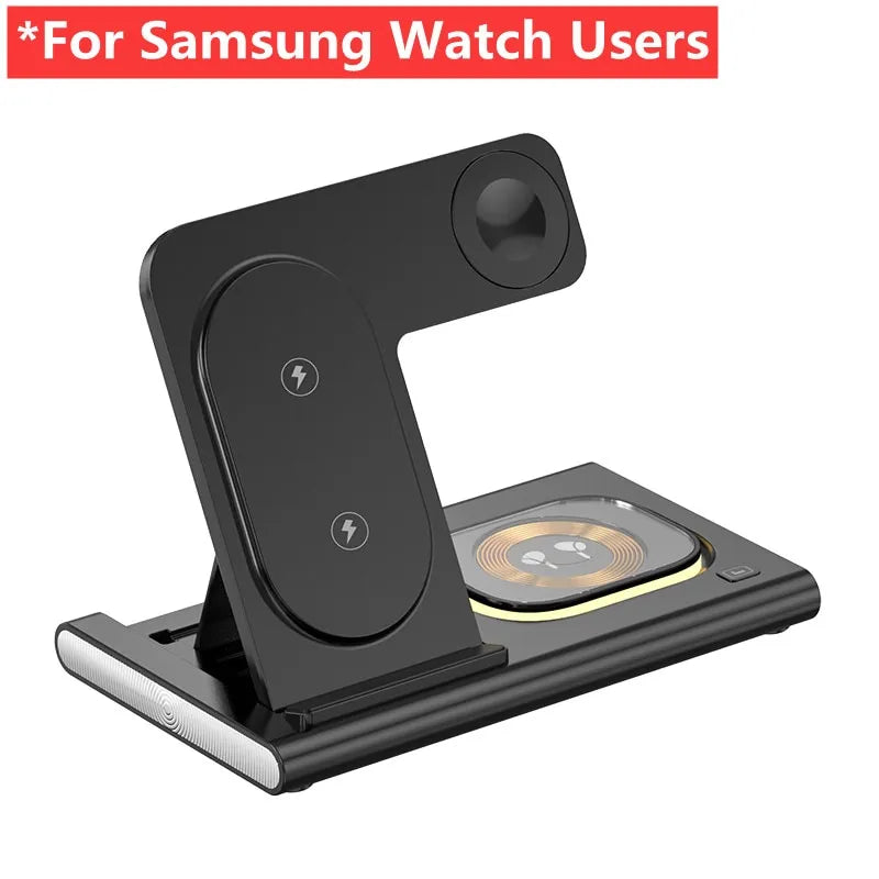 3 in 1 Wireless Charger Stand Pad For iPhone 15 14 13 12 Samsung S23 S22 Galaxy Watch 5 4 Active Buds Fast Charging Dock Station For Samsung Watch