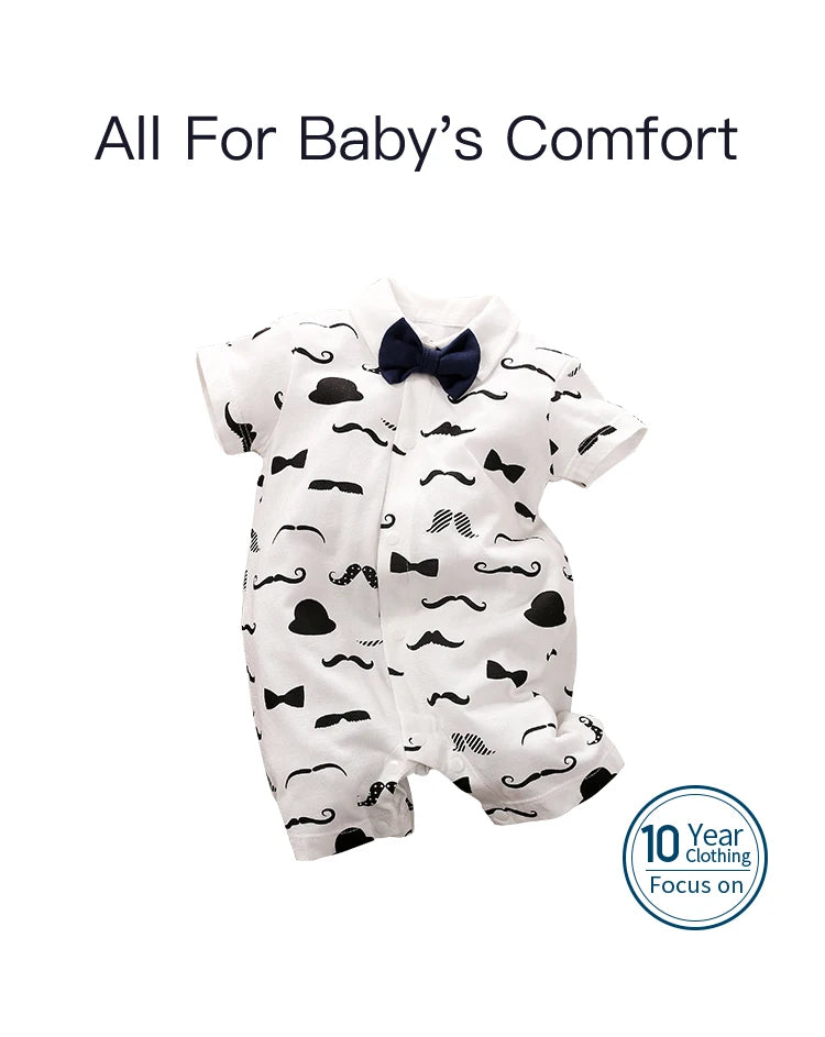 Summer Newborn Baby Romper Gentleman Onesies Jumpsuit Toddler Infant Clothes Baby Outfit Short sleeve0-18Months