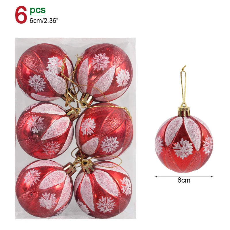 6Pcs/box 6cm Transparent Painting Christmas Ball New Year Xmas Tree Ornaments Decoration for Home 2023 Noel Navidad Gifts Style10 6cm