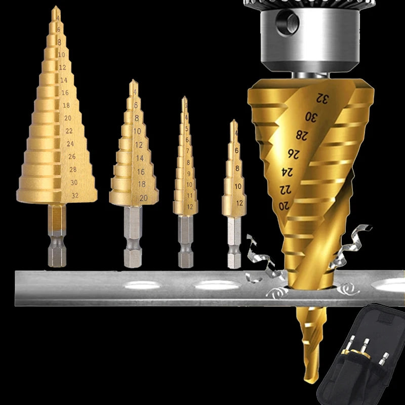 3-12mm 4-12mm 4-20mm HSS Straight Groove Step Drill Bit Set Titanium Coated Wood Metal Hole Cutter Core Drill Bit Set