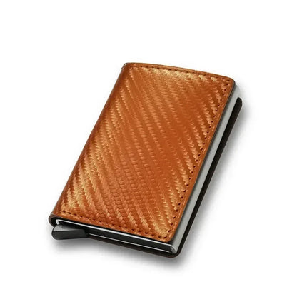 Credit Card Holder Men Wallet RFID Blocking Protected Aluminium Box PU leather Wallets with Money Clip Designer pasjeshouder Carbon Fiber Orange