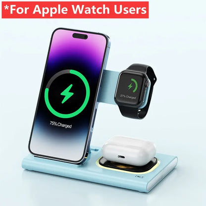 3 in 1 Wireless Charger Stand Pad For iPhone 15 14 13 12 Samsung S23 S22 Galaxy Watch 5 4 Active Buds Fast Charging Dock Station For Apple Watch 1