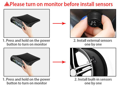 Solar Power TPMS Car Tire Pressure Alarm Monitor System Auto Security Alarm Systems Tyre Pressure Temperature Warning