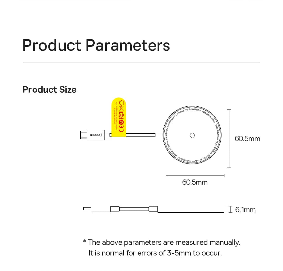 Baseus 15W Magnetic Wireless Charger For iPhone 14 Qi Fast Wireless Charging Pad For iPhone 15 14 13 Ultra Thin Phone Charger