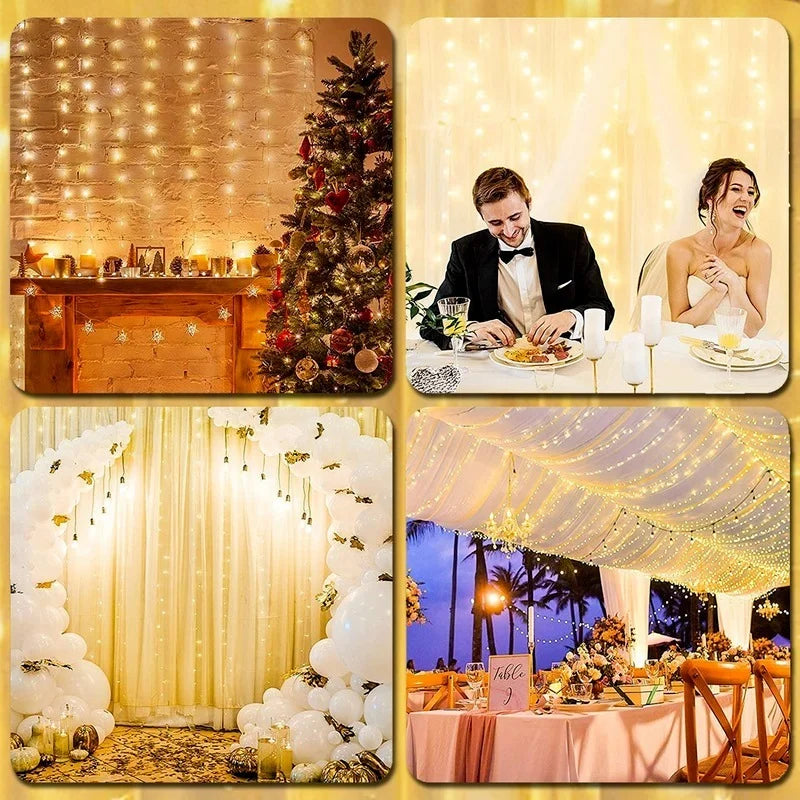 LED String Lights Christmas Decoration Remote Control USB Wedding Garland Curtain 3M Lamp Holiday For Bedroom Bulb Outdoor Fairy