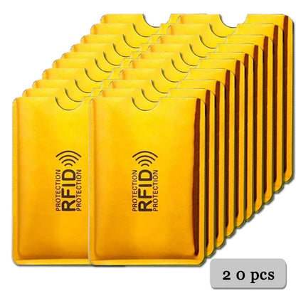 5-20 pcs Aluminium Anti Rfid Card Holder NFC Blocking Reader Lock Id Bank Card Holder Case Protection Metal Credit Card Case 20 pcs Yellow-gold