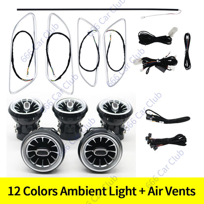 12 Colours Ambient Lights For Mercedes-Benz A/CLA/GLA W176 W117 W156 A45 CLA45 LED Car Air Vents Turbine Nozzle Decorate Lamp 12 Color Suit CN