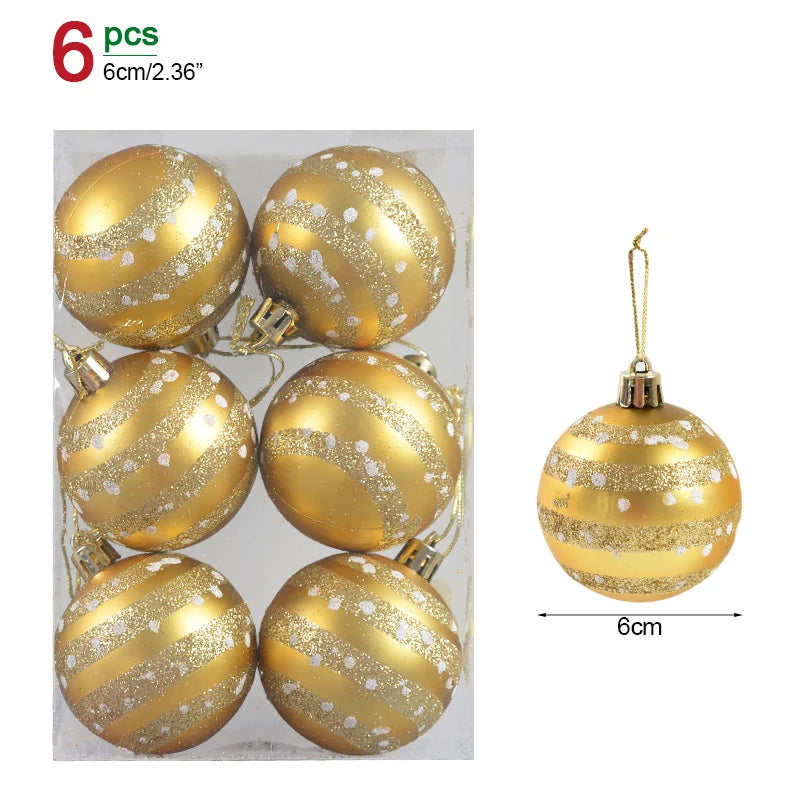 6Pcs/box 6cm Transparent Painting Christmas Ball New Year Xmas Tree Ornaments Decoration for Home 2023 Noel Navidad Gifts Style13 6cm