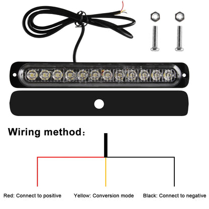 12 LED Strobe Warning Light White Red Blue Led Side light Tail Lamp 18 Flashing Modes for Car Truck Light Police Lights 12V 24V