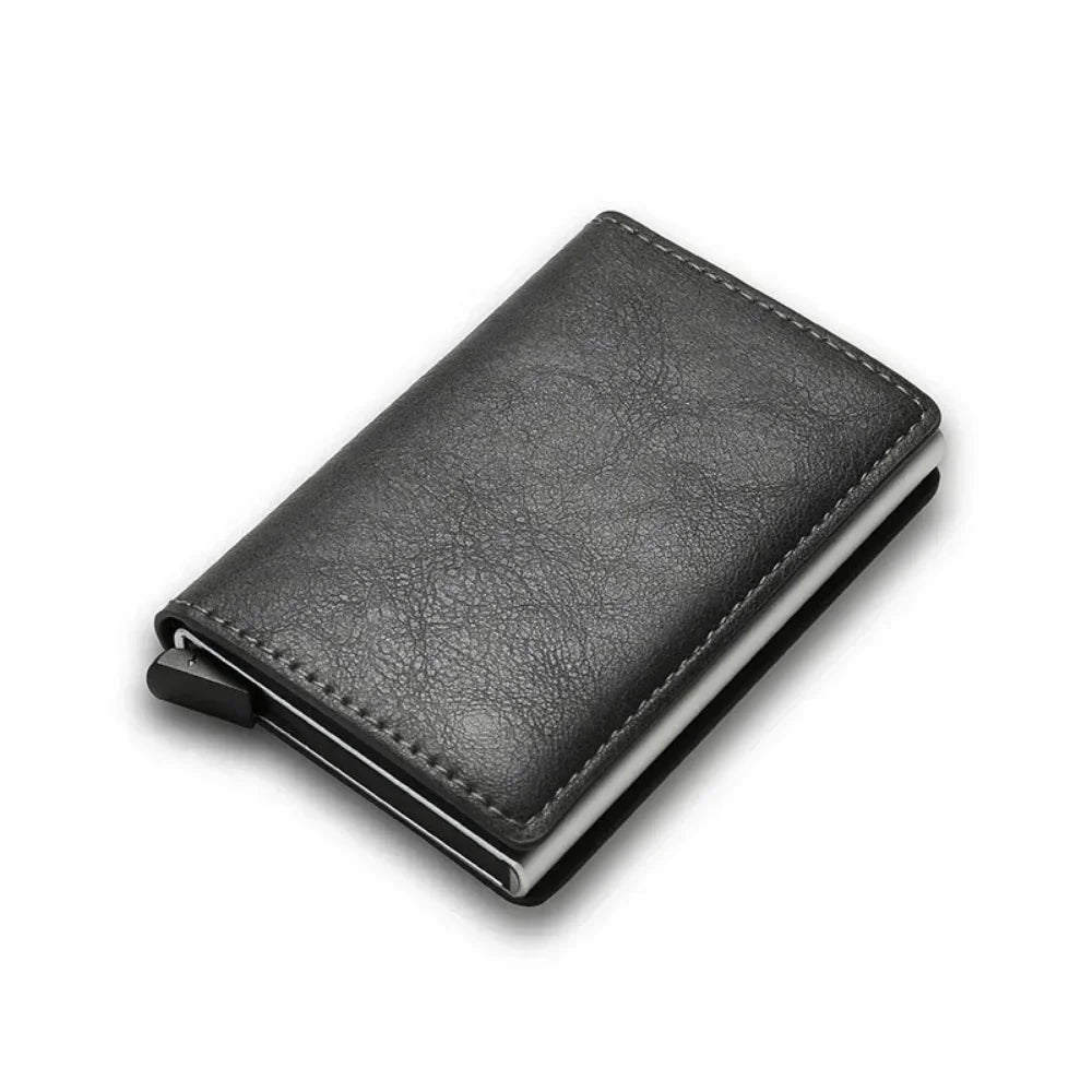 Credit Card Holder Men Wallet RFID Blocking Protected Aluminium Box PU leather Wallets with Money Clip Designer pasjeshouder Dark Grey