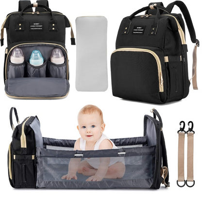 Foldable Baby Crib with Changing Pad Diaper Bag Backpack USB Interface Babies Bags Station pañaleras para