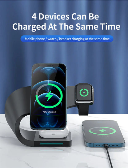 Magnetic Wireless Charger Stand 15W Induction Usb Chargers Quick Fast Charging Dock Station For iPhone 14 13 12 IWatch Airpods