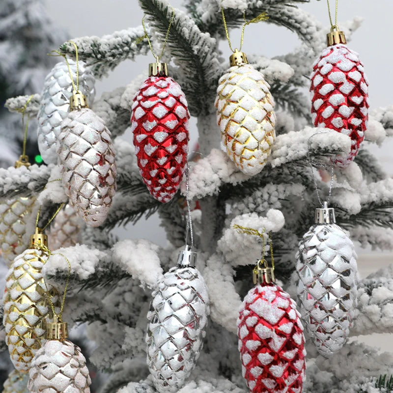 5Pcs Painted Christmas Pine Cone Xmas Tree Hanging Ornament Pendants Merry Christmas Decoration for Home Navidad New Year Gift